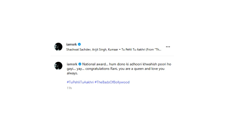 Shah Rukh Khan Instagram Account Post