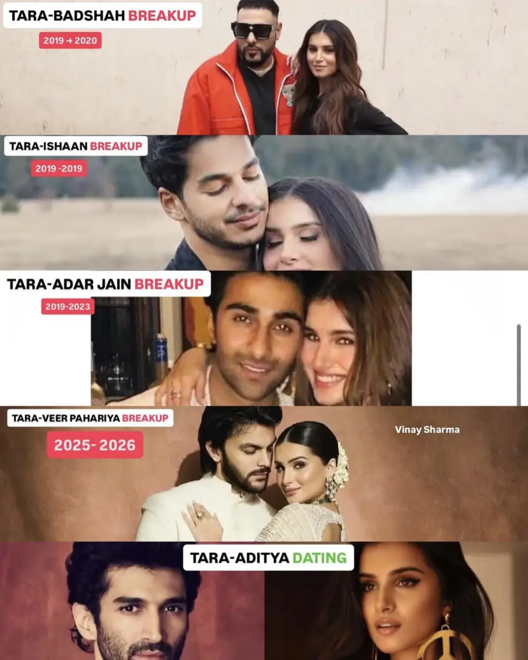 A side-by-side featured image of Bollywood actors Tara Sutaria and Aditya Roy Kapur with the text "CONFIRMED ROMANCE?" discussing their latest dating rumors and social media buzz.