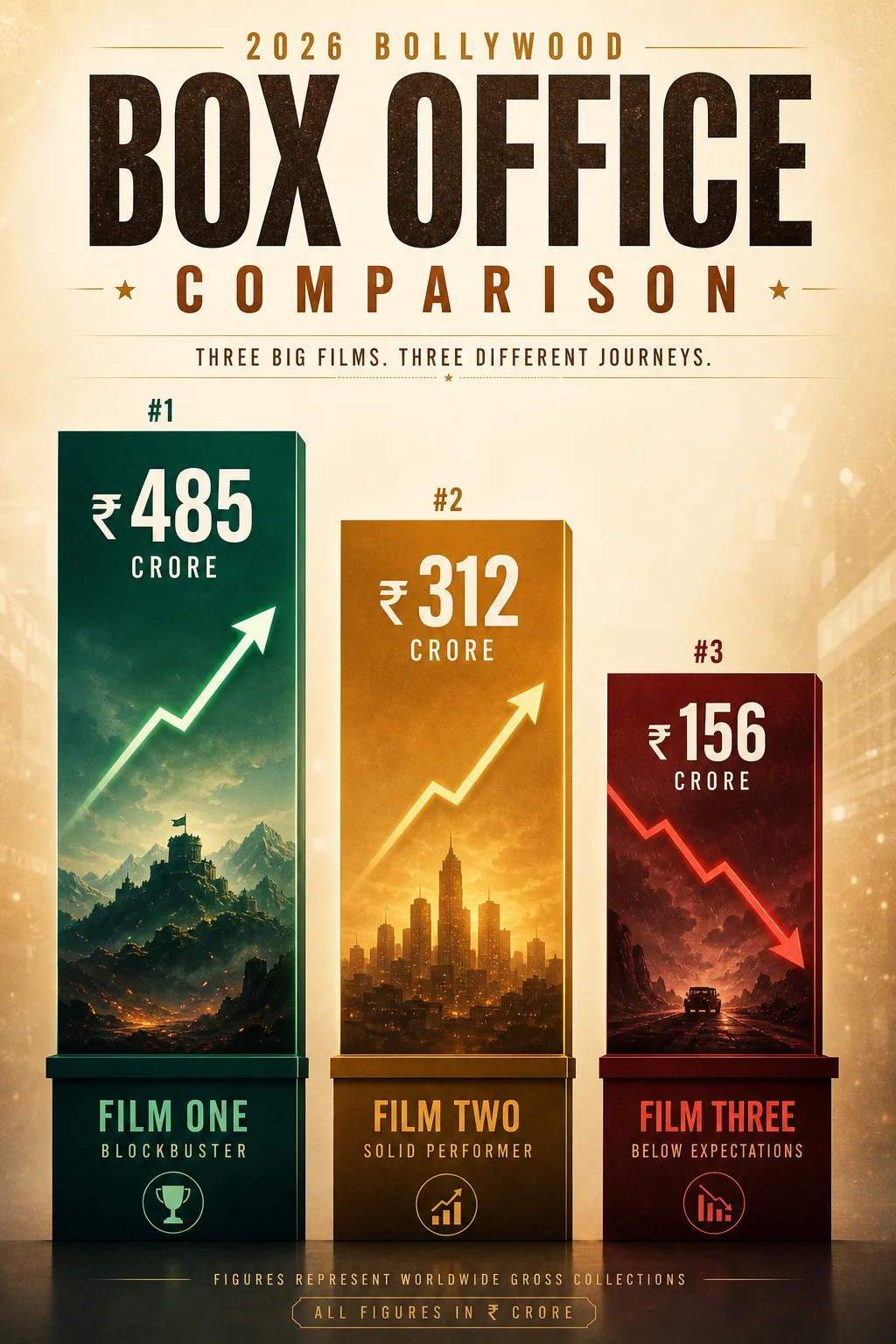 Bar chart comparing Dhamaal 4, Welcome to the Jungle and Alpha box office collections