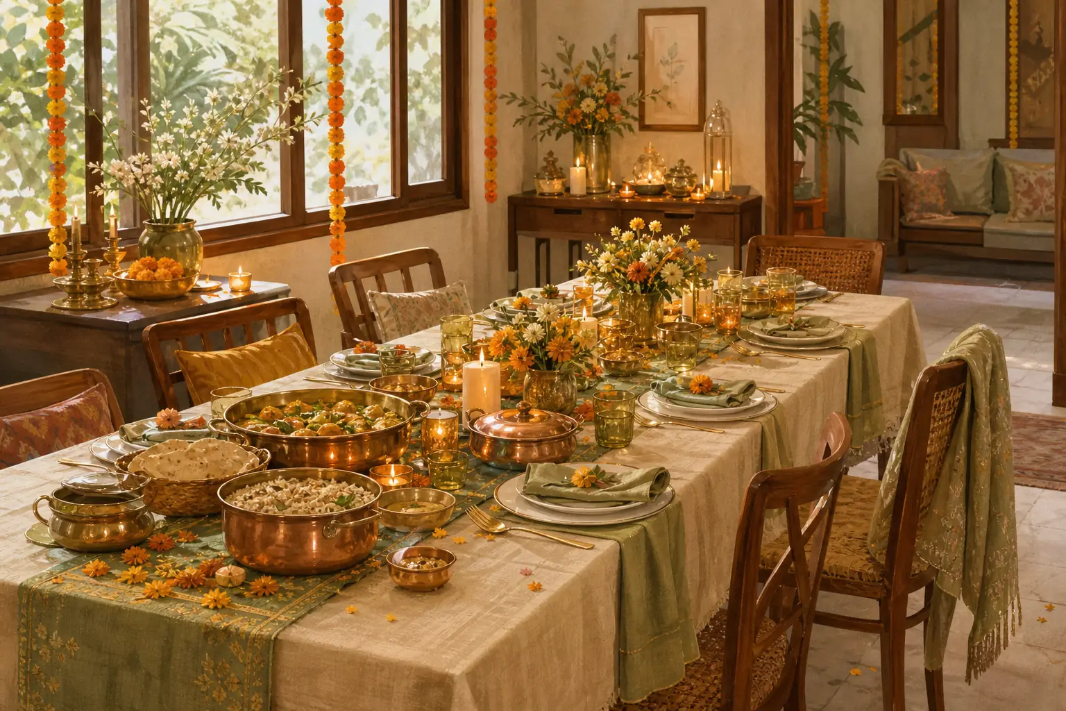 Intimate home wedding lunch table set for Aamir Khan and Gauri Spratt's families
