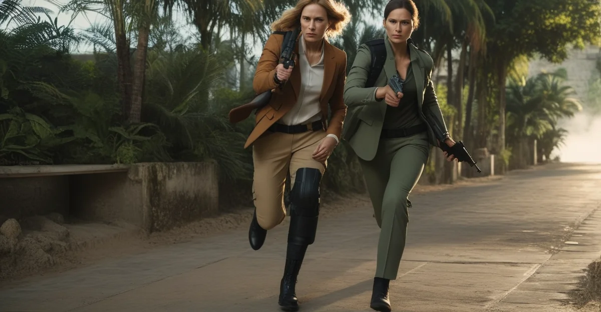 Two women agents in an Alpha-style spy action scene